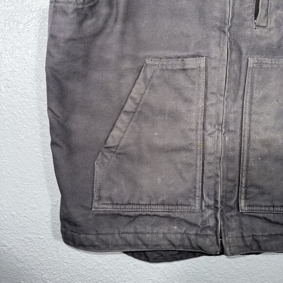 Carhartt Sherpa Lined Duck Vest Men Small Gray Loose Mock Neck Canvas OV4277-M - Picture 4 of 9